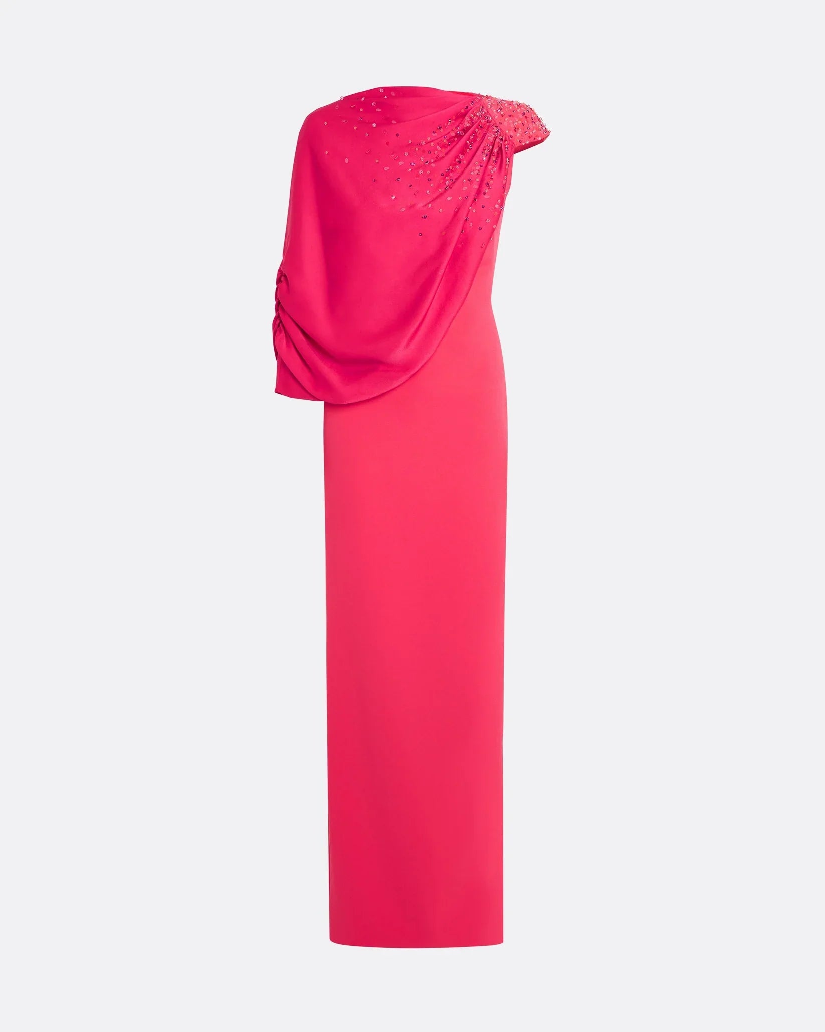 One-shoulder column dress with draped detail and embellishments - Madison
