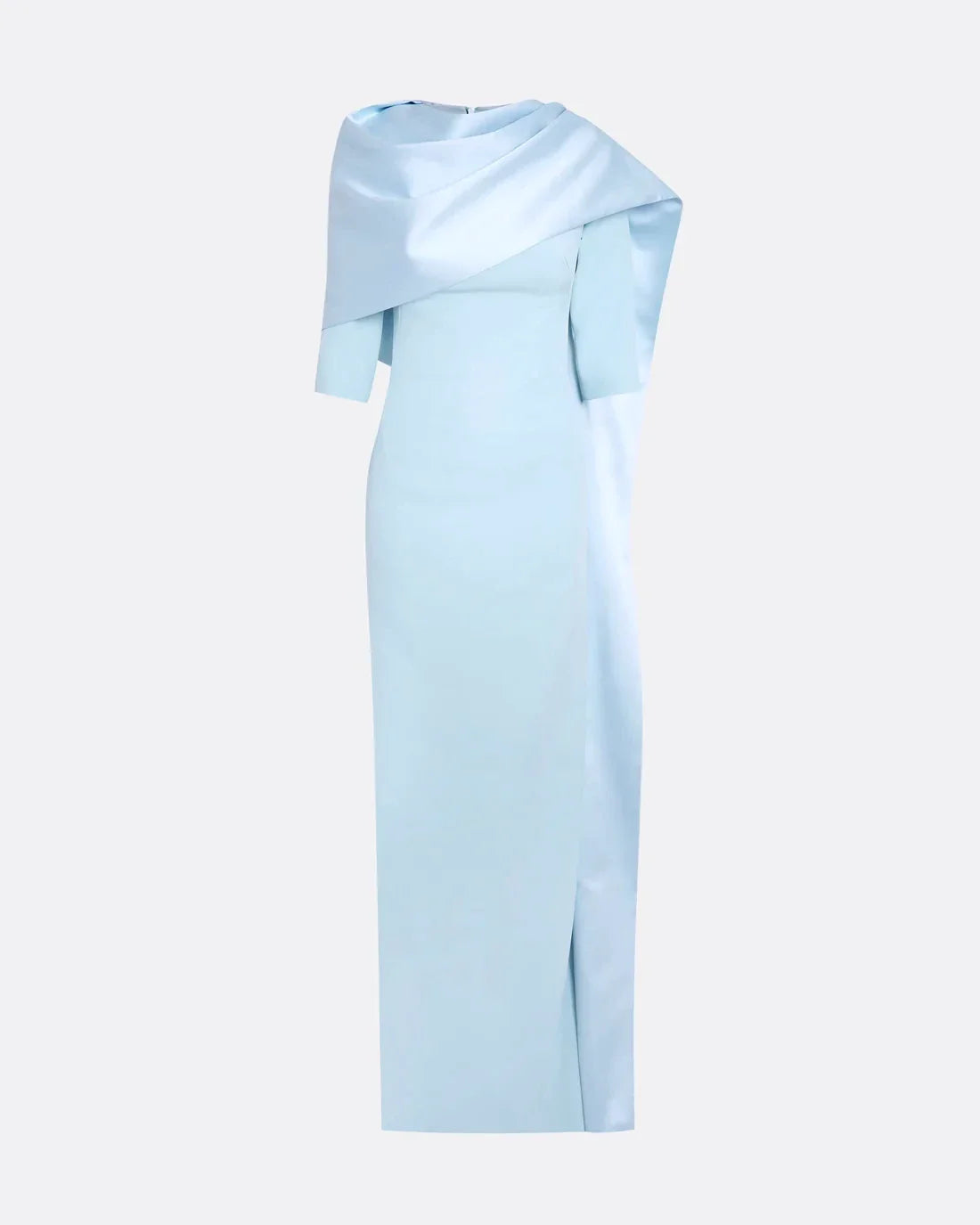 structured column dress with draped shoulder cape – CELESTE