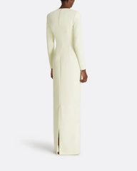 long-sleeve column dress with ombré sequin illusion panel – SOLANA