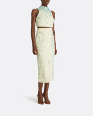 Sleeveless crop top and embellished midi skirt set – Nolia