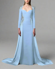 Blue embroidered dress with overskirt - Rody