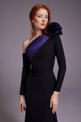 one-shoulder gown with satin drape – Nollah