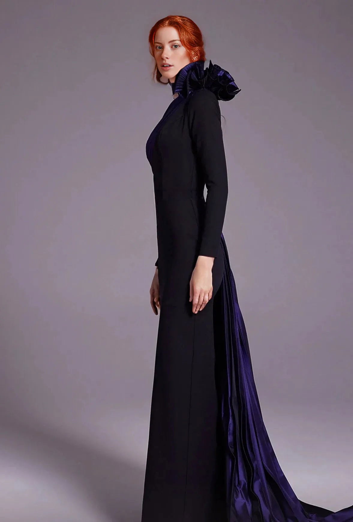 one-shoulder gown with satin drape – Nollah