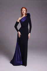 one-shoulder gown with satin drape – Nollah