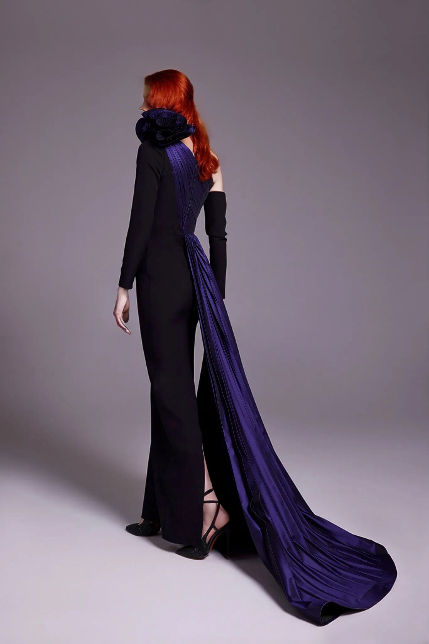 one-shoulder gown with satin drape – Nollah
