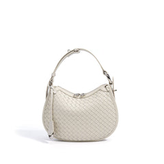 woven crescent shoulder bag with metal clasp – NOVWA