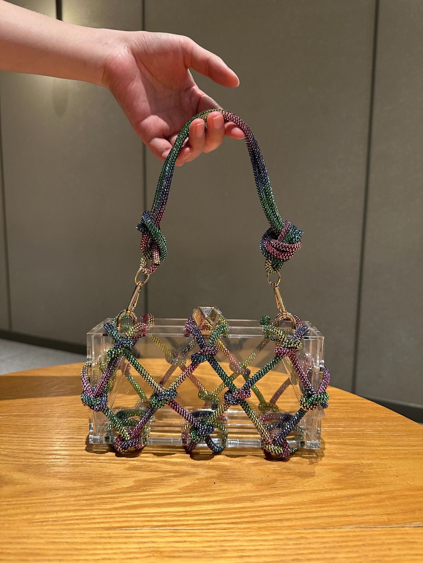 Beaded clear box bag with knotted handle - Soldi