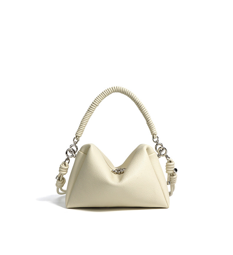 geometric leather handbag with coiled handle – SIENNA