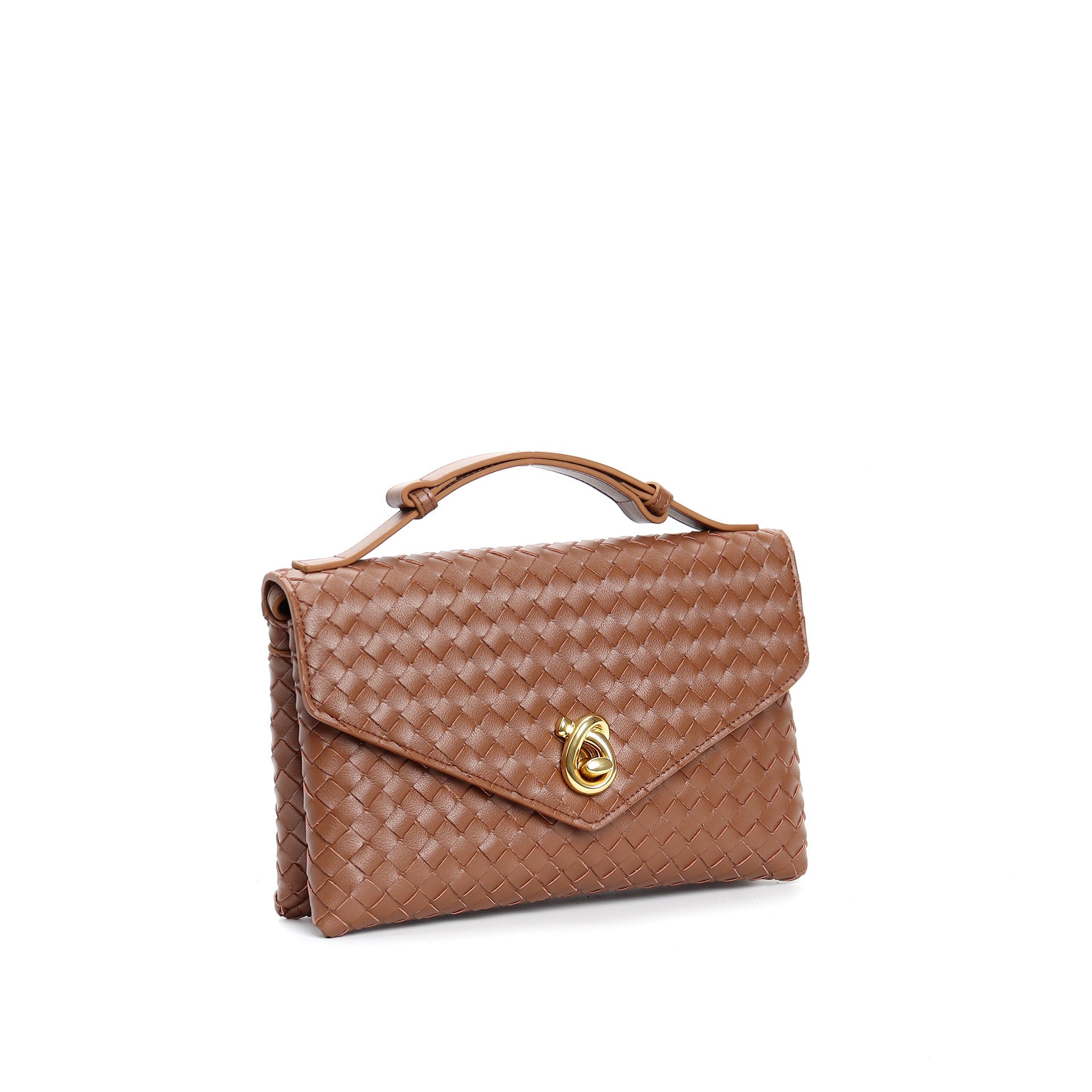 woven leather top-handle mini bag with twist lock - CEZENA