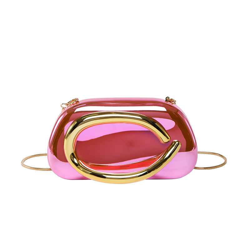 Minimalist clutch with gold curve handle - Artiku