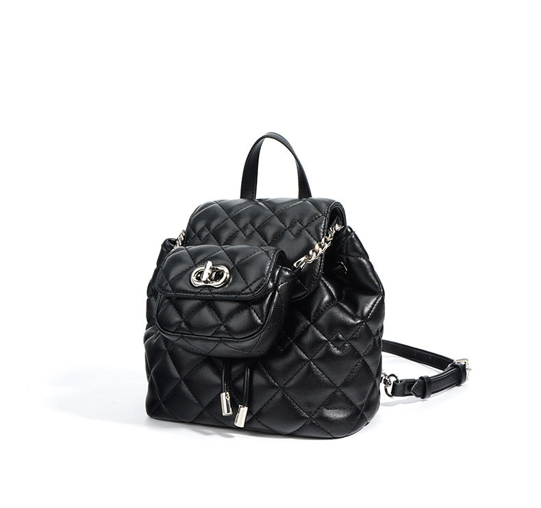 quilted mini backpack with chain detail – RUBY