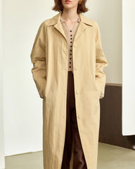 Longline buttoned coat with spread collar - Newti