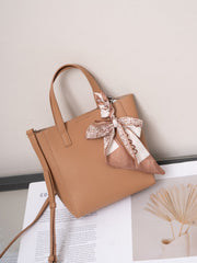 structured mini tote with printed bow scarf - MIRAV