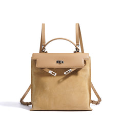 structured suede backpack with leather flap – SIENA