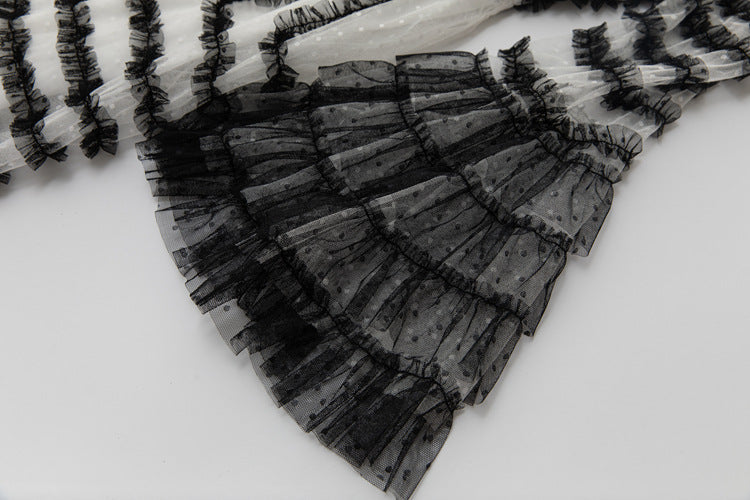 tiered ruffle tulle midi dress in monochrome – Ereshva