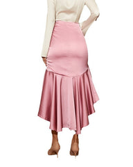 High-low skirt with ruched slit detail – Bavri