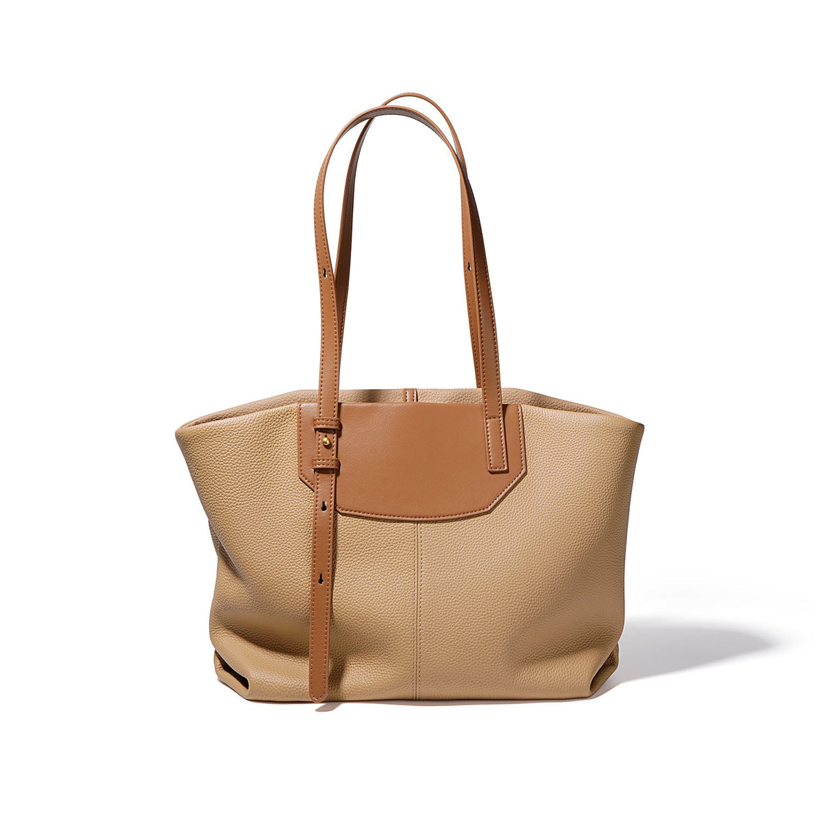 structured tote bag with contrast top panel and double handles – NAYLA