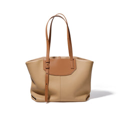 structured tote bag with contrast top panel and double handles – NAYLA