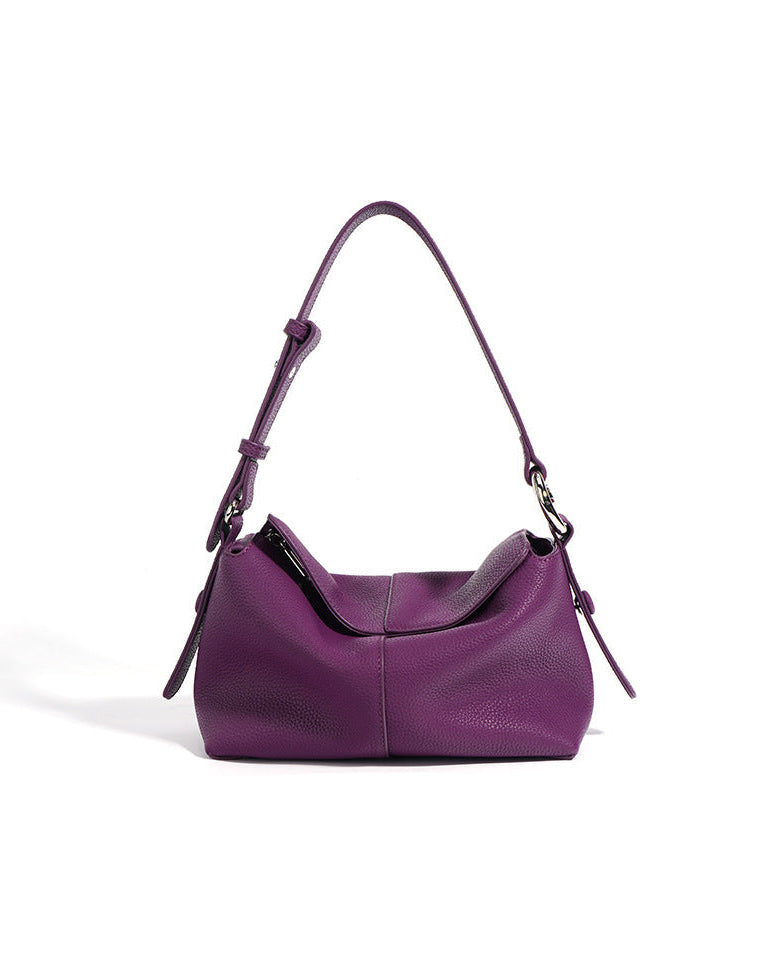 slouchy crescent shoulder bag in grained leather - NARPA