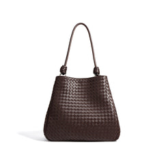 woven trapeze shoulder bag with knotted strap detail – ARYDA