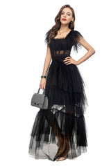 tiered tulle gown with sheer bodice – Timaria