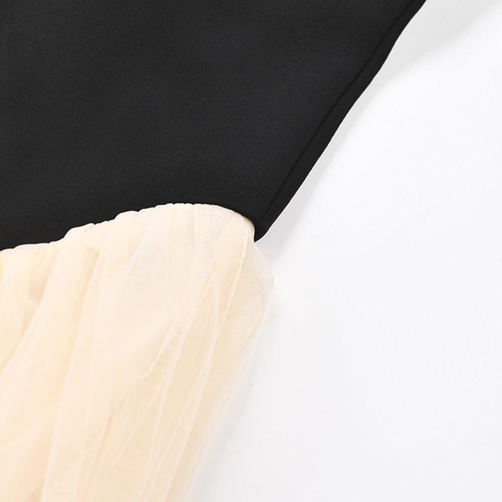 sleeveless scalloped waist tulle midi dress – Oleni