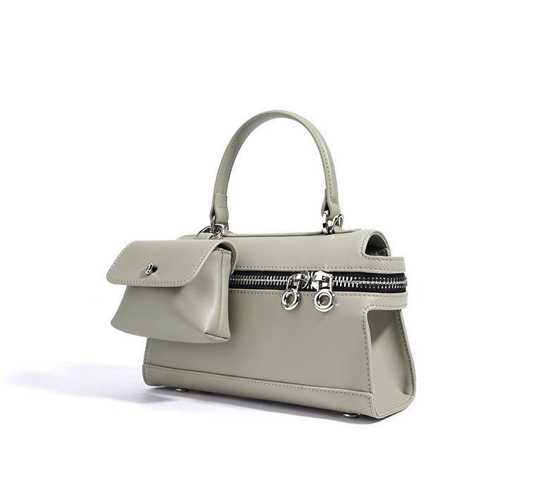 structured handbag with front pouch & double zipper – RAYWA