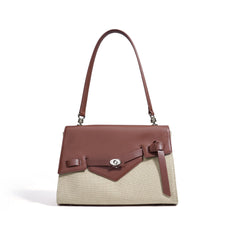 contrast flap structured handbag with knot detail – NEVAL