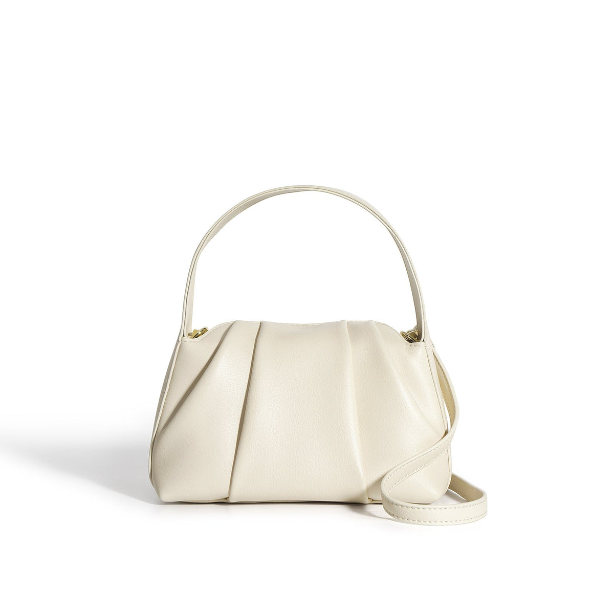 pleated shoulder bag with curved top handle - ALOBA
