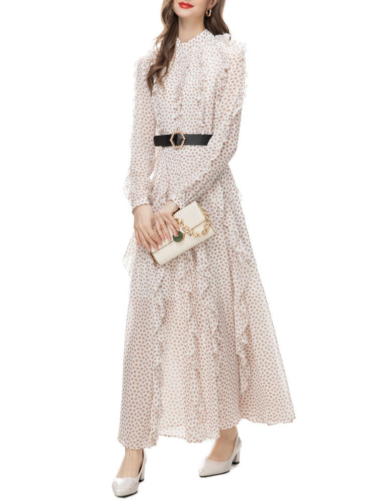 printed ruffle-trim maxi dress – Fyqttvs