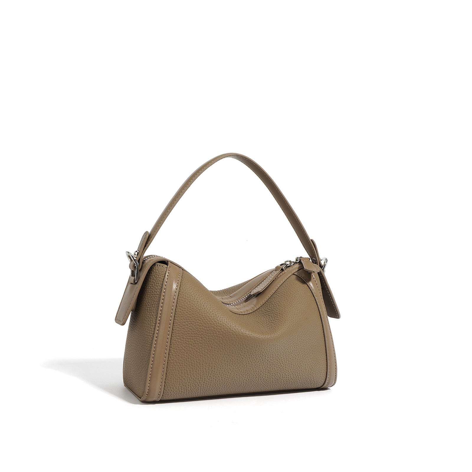 boxy leather handbag with top handle – CAMELIA