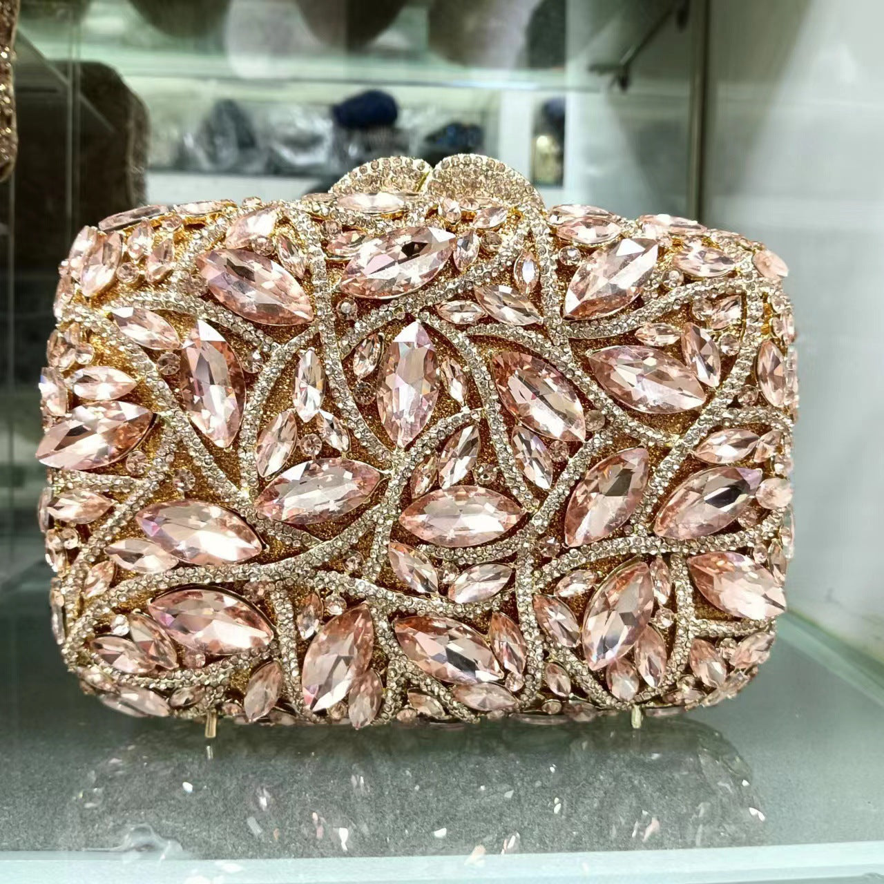 crystal embellished clutch with floral design - Enduri