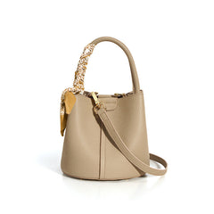 pebble-textured bucket bag with printed scarf detail - NORPA