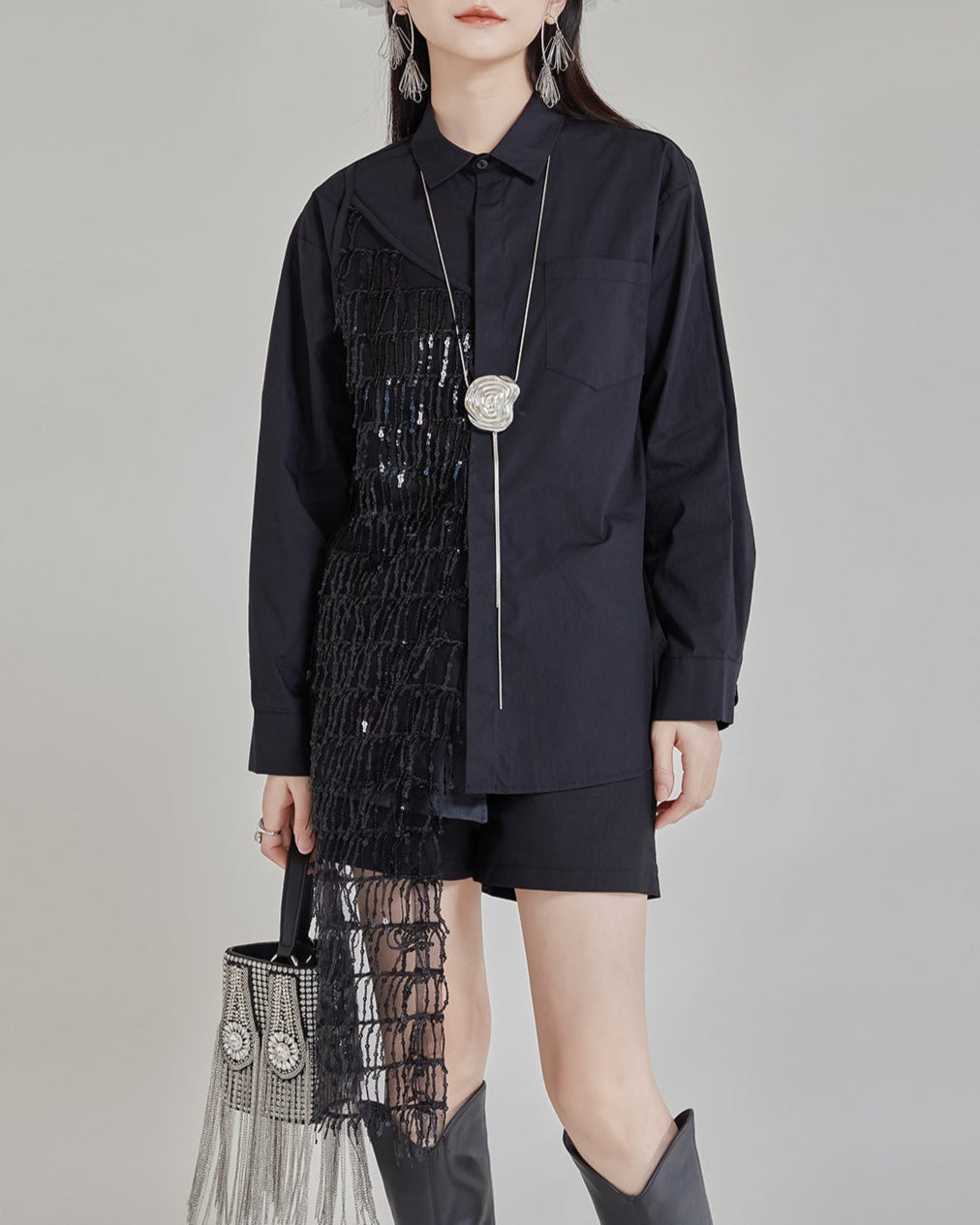 Oversized button-up shirt with fringe detail - Lurgi