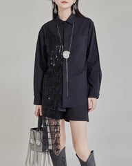Oversized button-up shirt with fringe detail - Lurgi