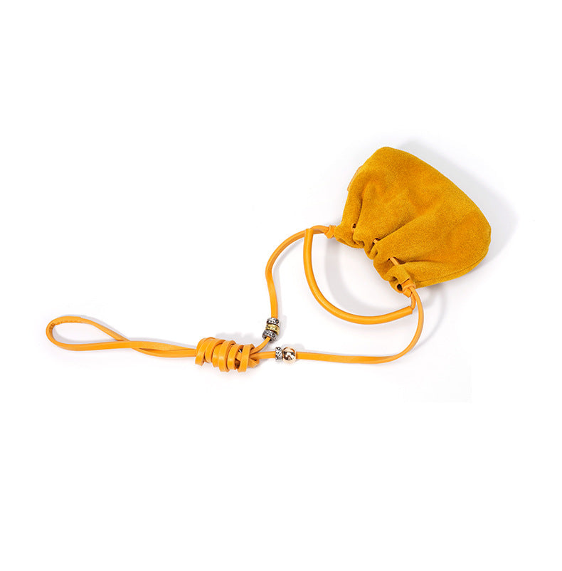 mini suede drawstring bag with top handle - ELVA