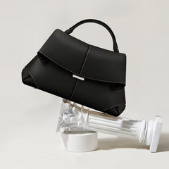 folded flap leather top-handle bag – VERA