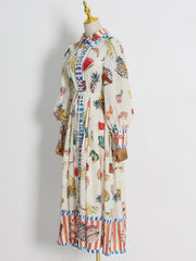 printed shirt dress with striped hem – Babsedh