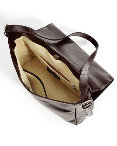 fold-over shoulder bag in glossy leather - KAIR