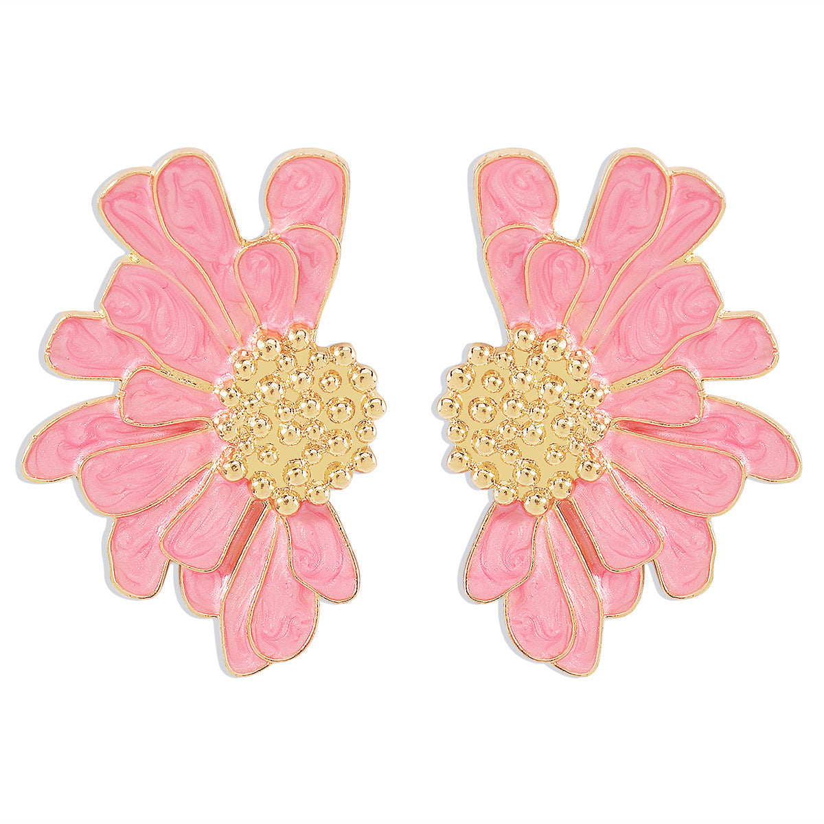 enamel daisy stud earring with gold beaded center – FLORENCE