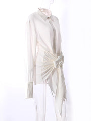 long-sleeve shirt with oversized bow tie waist – CELINE