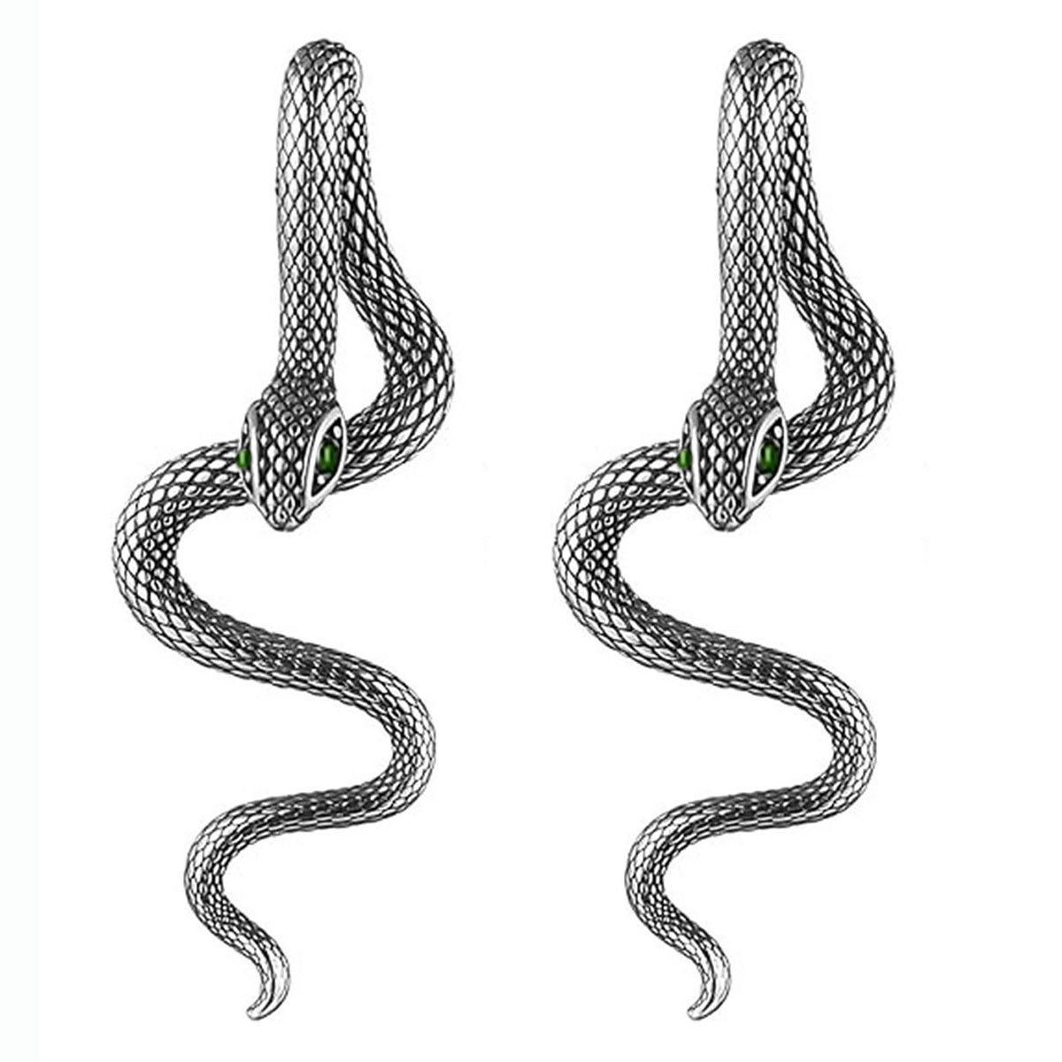snake-shaped drop earrings with textured scales - Varty