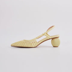 pleated slingback pumps with ribbed round heels – ZARINA