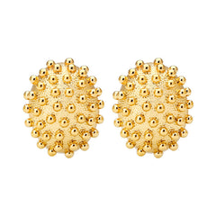 Textured dome earrings with gold beaded details - Smerny