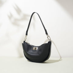 crescent shoulder bag with turn-lock and wide strap - ALOMA