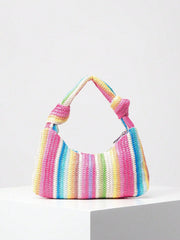 Knotted handle shoulder bag in woven cream raffia - Rutri