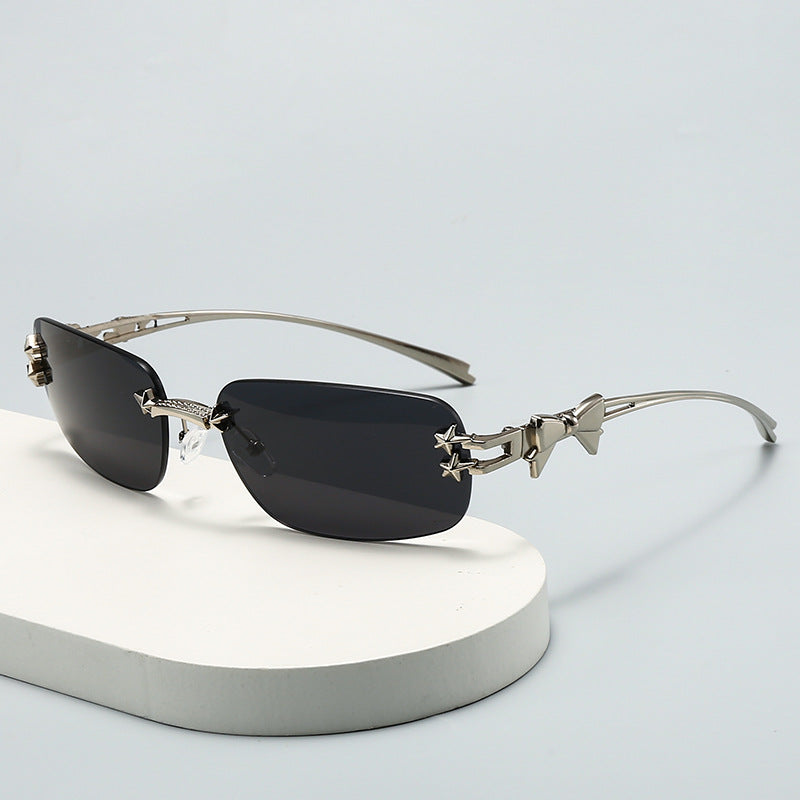 rimless square sunglasses with star-metal temples - STELLU