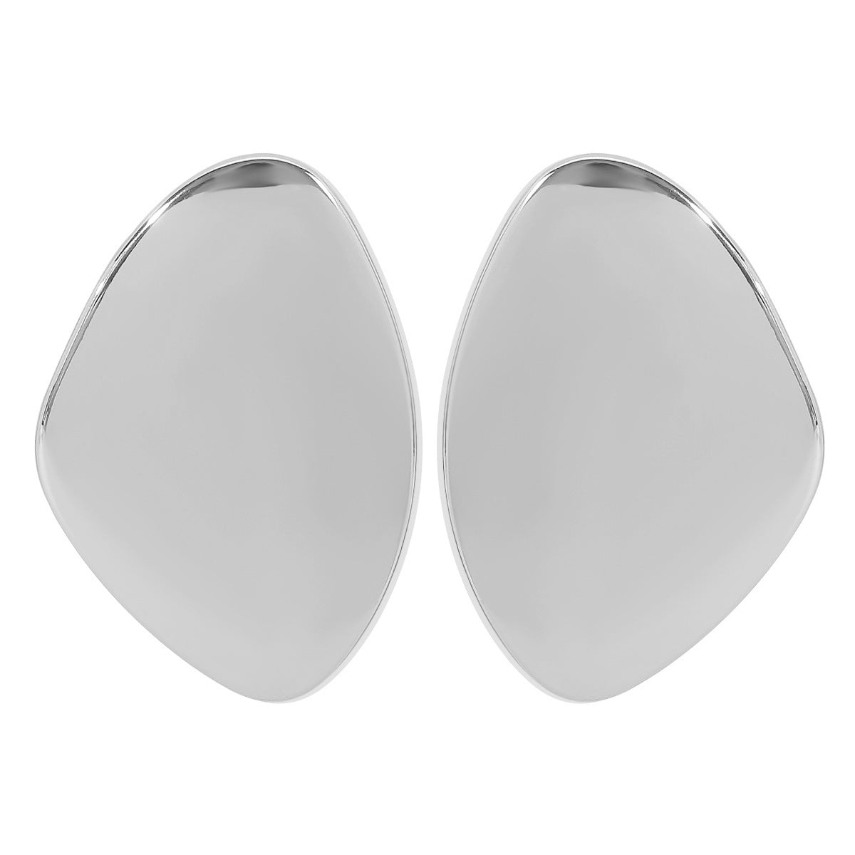 Asymmetric leaf-shaped metal earring with high polish finish – Elindu