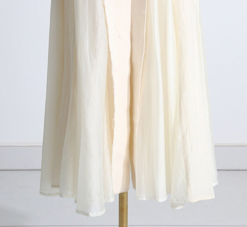 open-front longline dress in ivory – Elianer