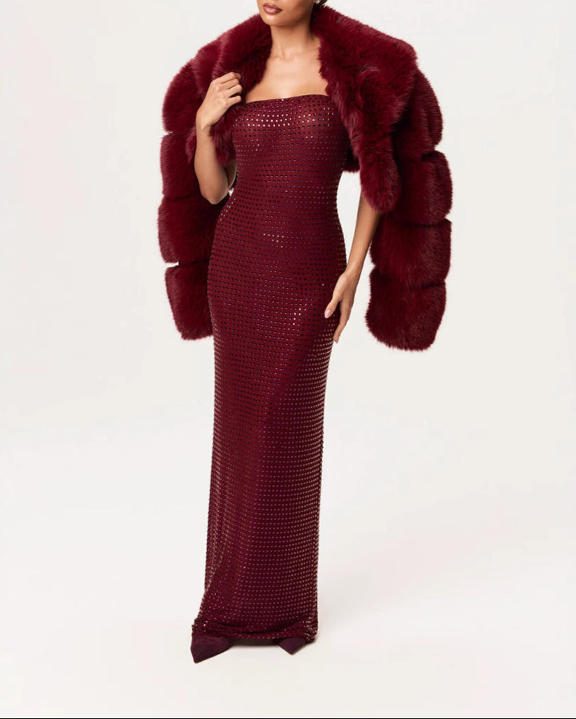 Strapless fitted gown with sequin embellishment - Surty